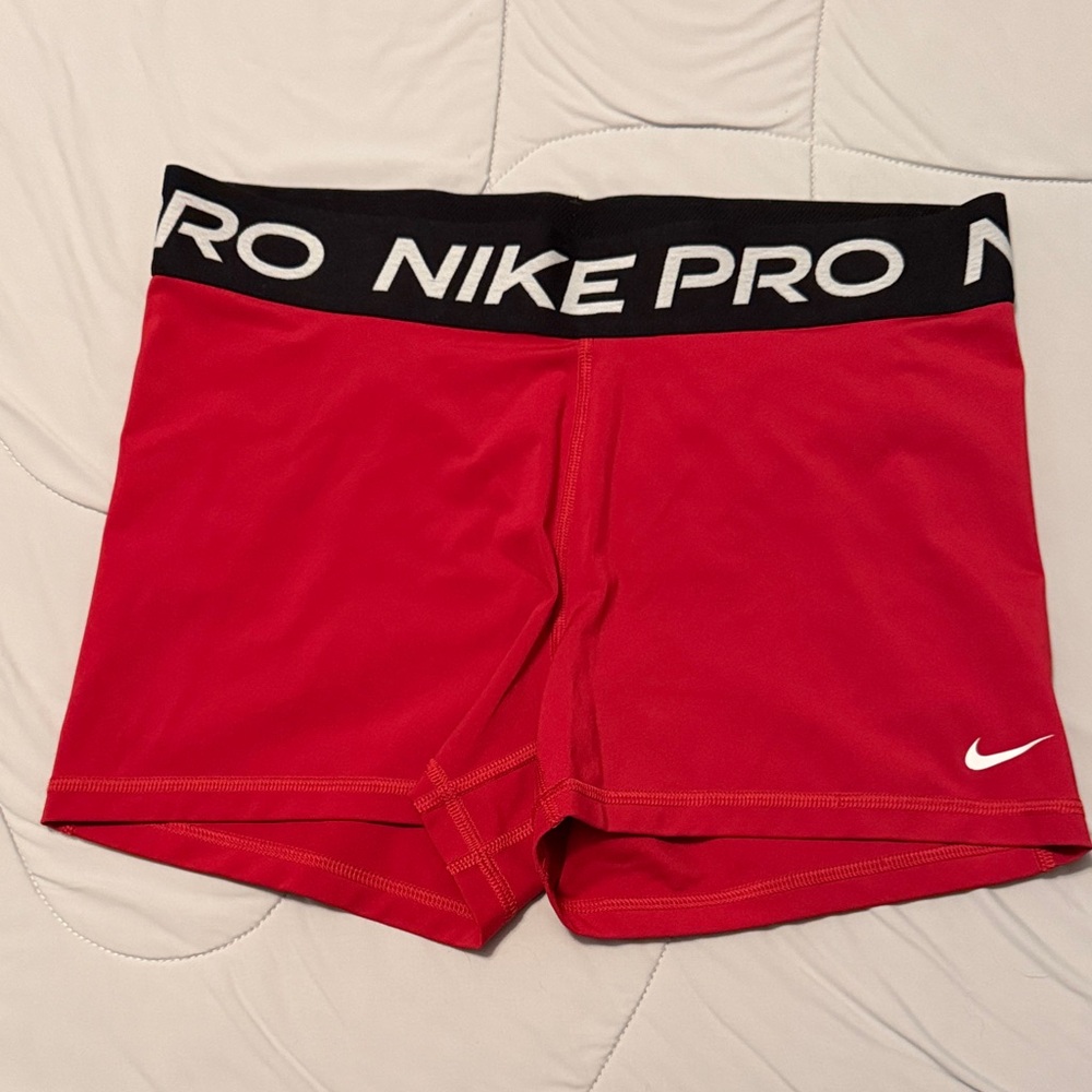 Nike Red Pro Shorts with Black Waistband